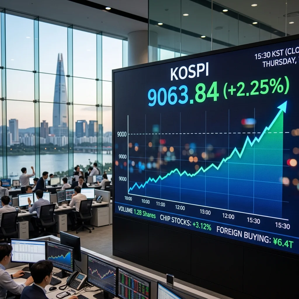 韩国股市首次突破9000点，KOSPI大涨2.25%