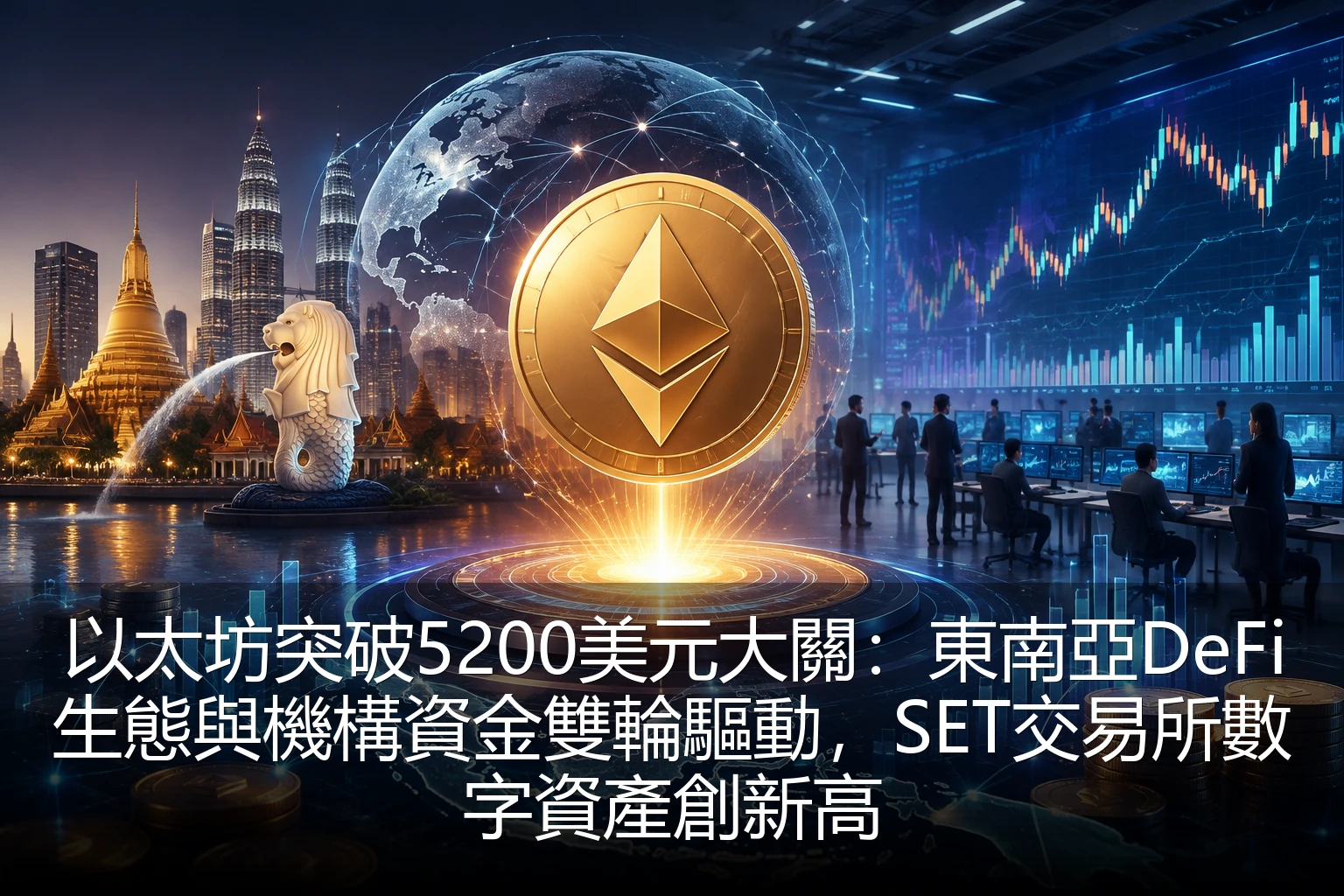 以太坊突破5200美元大關：東南亞DeFi生態與機構資金雙輪驅動，SET交易所數字資產創新高
