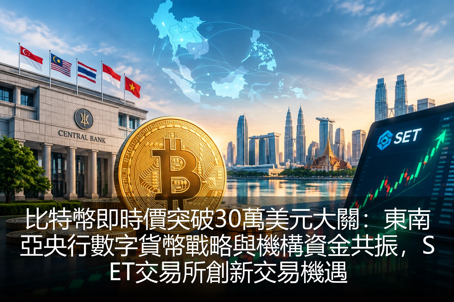 比特幣即時價突破30萬美元大關：東南亞央行數字貨幣戰略與機構資金共振，SET交易所創新交易機遇